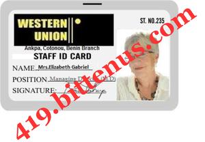 419OFFICE IDENTITY CARD Mrs Elizabeth Gabriel